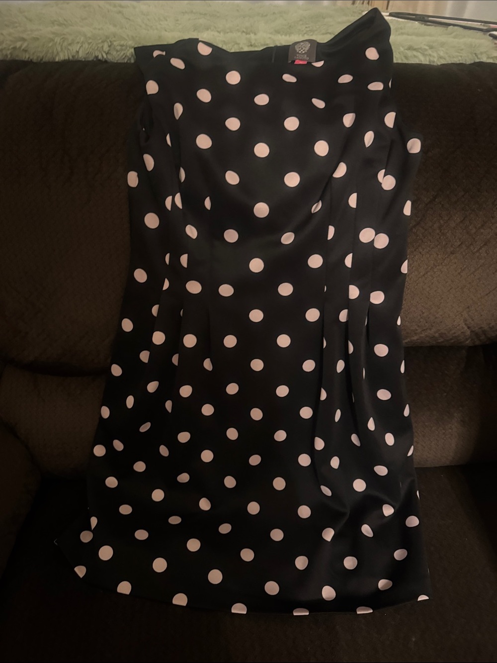 Vince Camuto Black Midi Dress with Pink Polka Dots